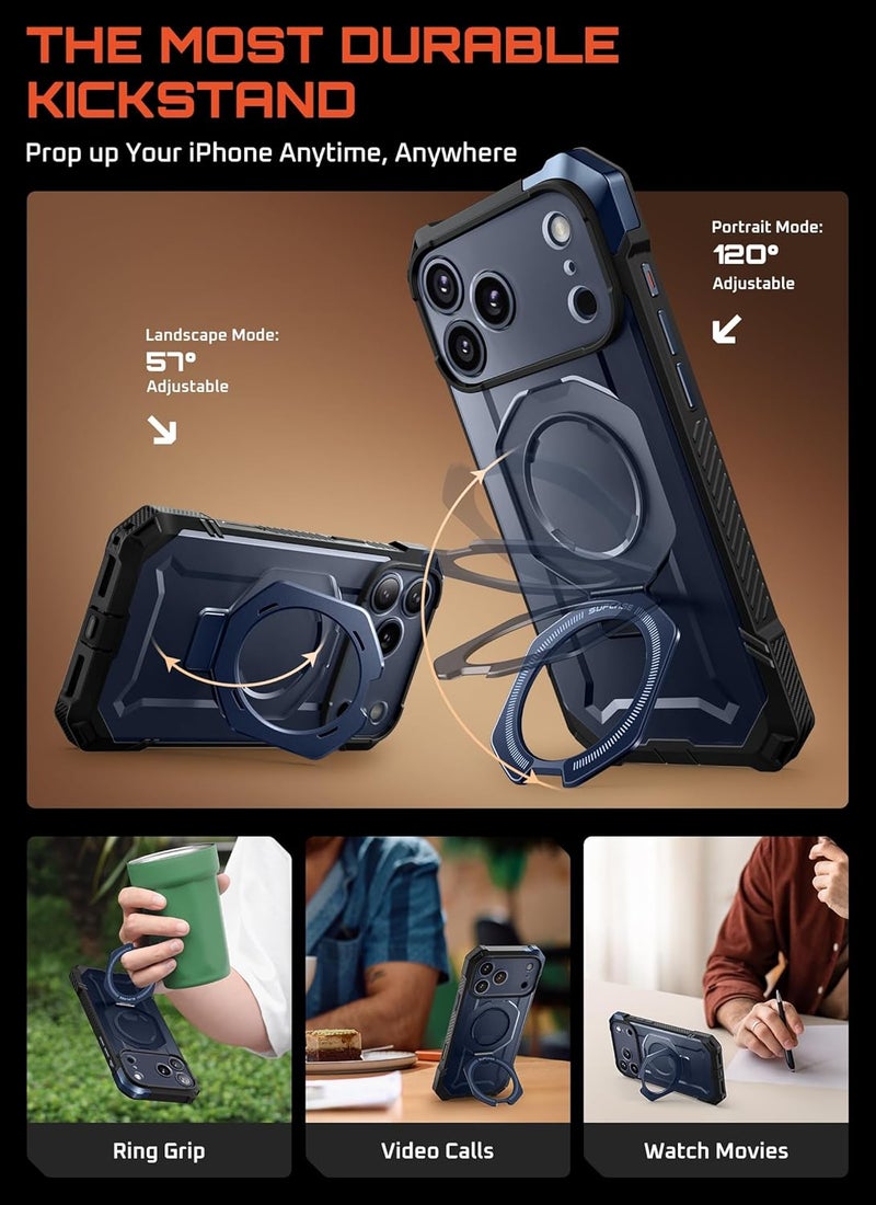 SupCase for iPhone 17 Pro Max Case with Kickstand (Unicorn Beetle Grip), [Camera Control Cover] [Compatible with MagSafe] [Military-Grade Drop Protection] Heavy Duty Magnetic Phone Case, Azure - Image 4